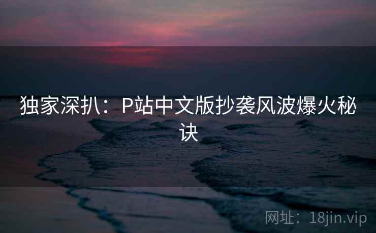 独家深扒：P站中文版抄袭风波爆火秘诀